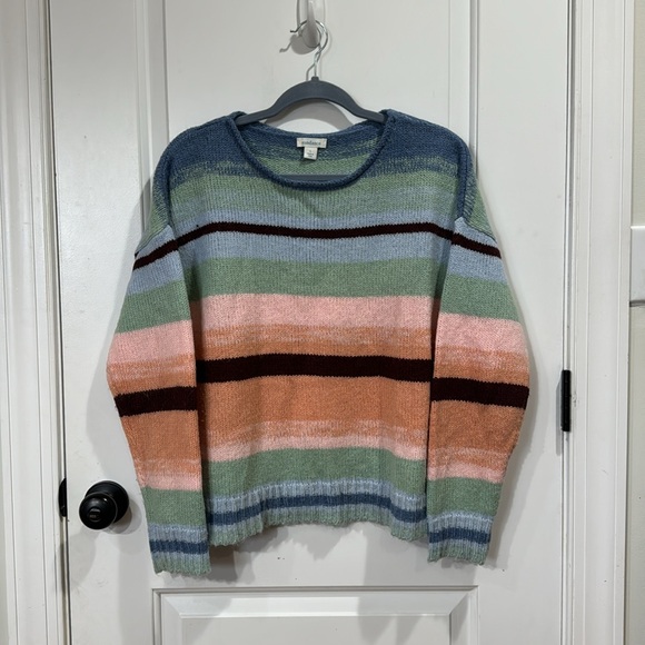 SUNDANCE WOOL BLEND STRIPED SIBELLA SWEATER LARGE - Picture 3 of 8